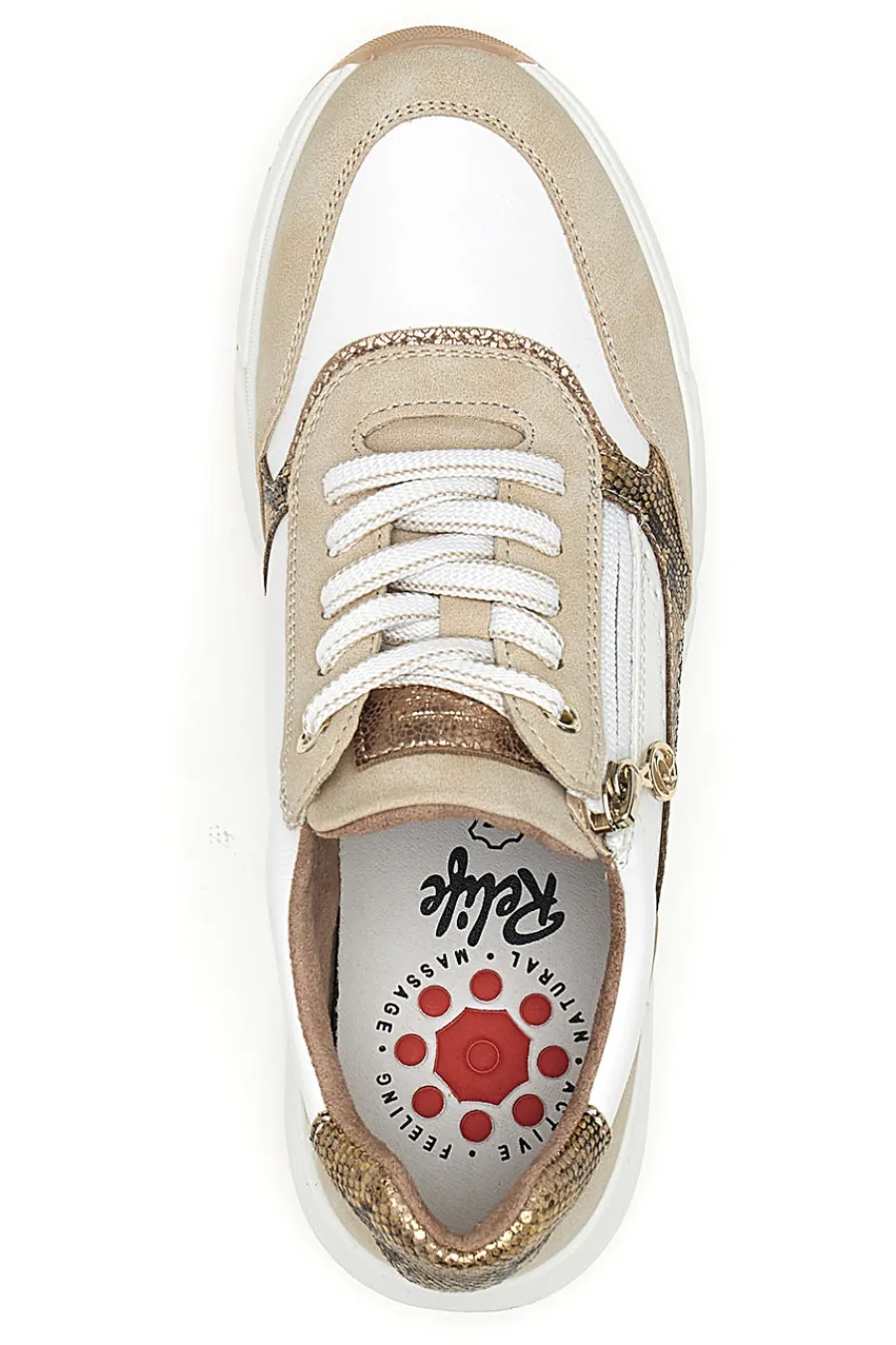 Sneaker da donna beige con inserti animalier 67172370320-RELIFE Sale