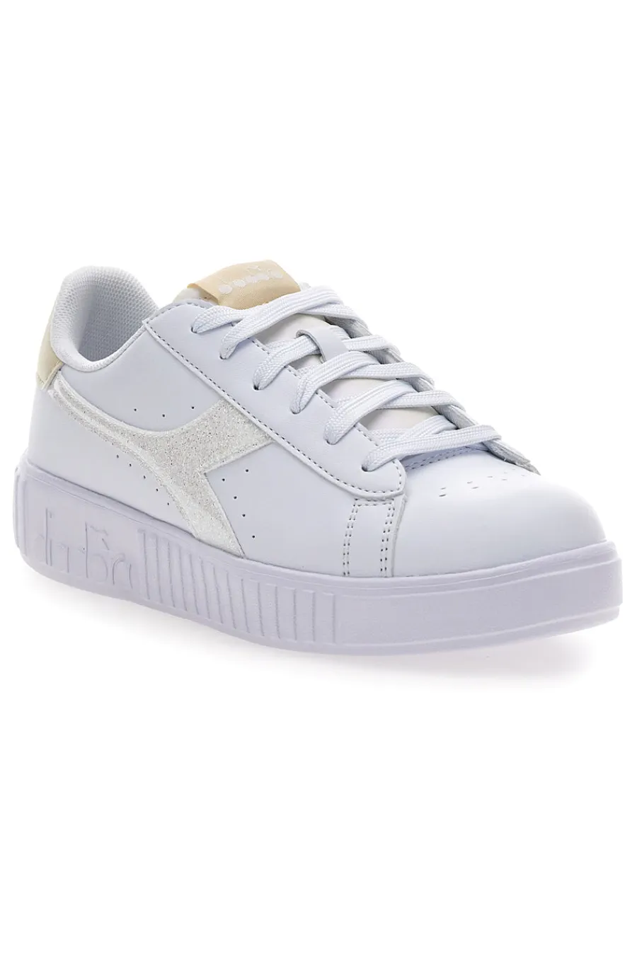 Sneaker da donna bianche con platform e dettagli oro Game Step Glam GS-DIADORA Sale