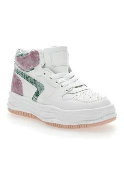 Sneakers alta 3150 Bianca Rosa-GRAZIE Hot