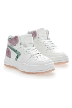 Sneakers alta 3150 Bianca Rosa-GRAZIE Hot