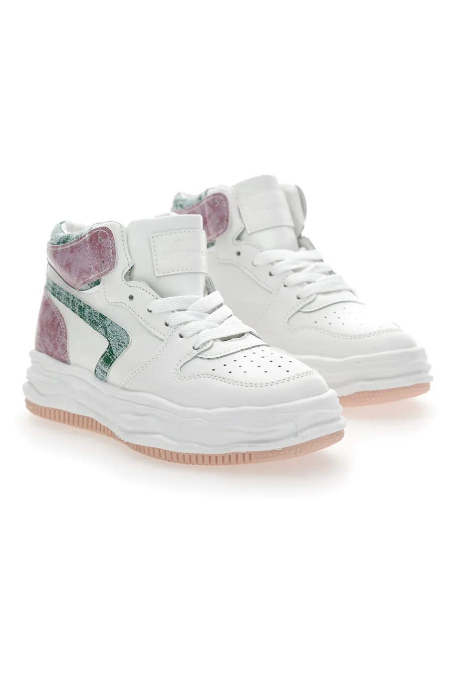 Sneakers alta 3150 Bianca Rosa-GRAZIE Hot