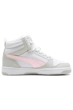 SNEAKERS ALTE BIANCHE CON DETTAGLI ROSA REBOUND V6 MID JR-PUMA