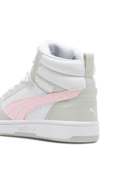 SNEAKERS ALTE BIANCHE CON DETTAGLI ROSA REBOUND V6 MID JR-PUMA