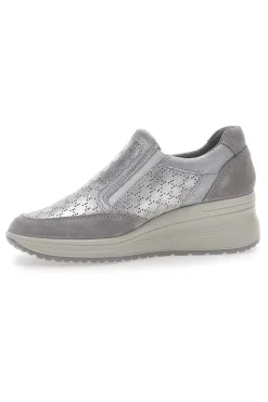 Sneakers Argento In Pelle Con Zeppa 555730-IMAC New