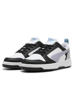 Sneakers basse bianche nere e lilla con dettagli iridescenti Rebound V6 Lo Space Belle Jr-PUMA