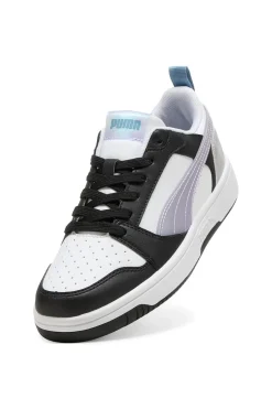 Sneakers basse bianche nere e lilla con dettagli iridescenti Rebound V6 Lo Space Belle Jr-PUMA