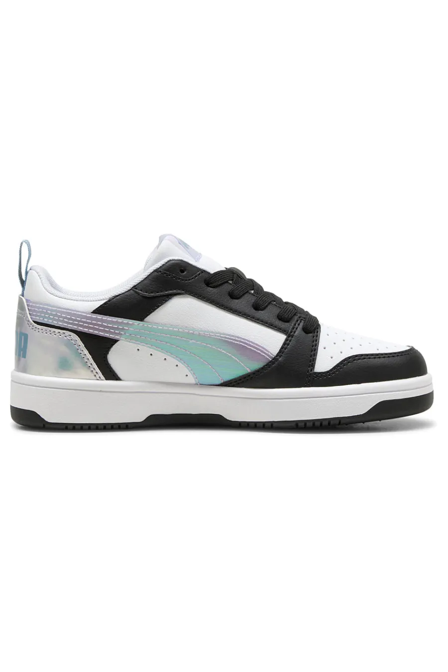 Sneakers basse bianche nere e lilla con dettagli iridescenti Rebound V6 Lo Space Belle Jr-PUMA