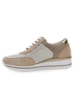 Sneakers Beige Bianco in pelle con lacci e zip 21668FAST-PRIMA RIGA Discount