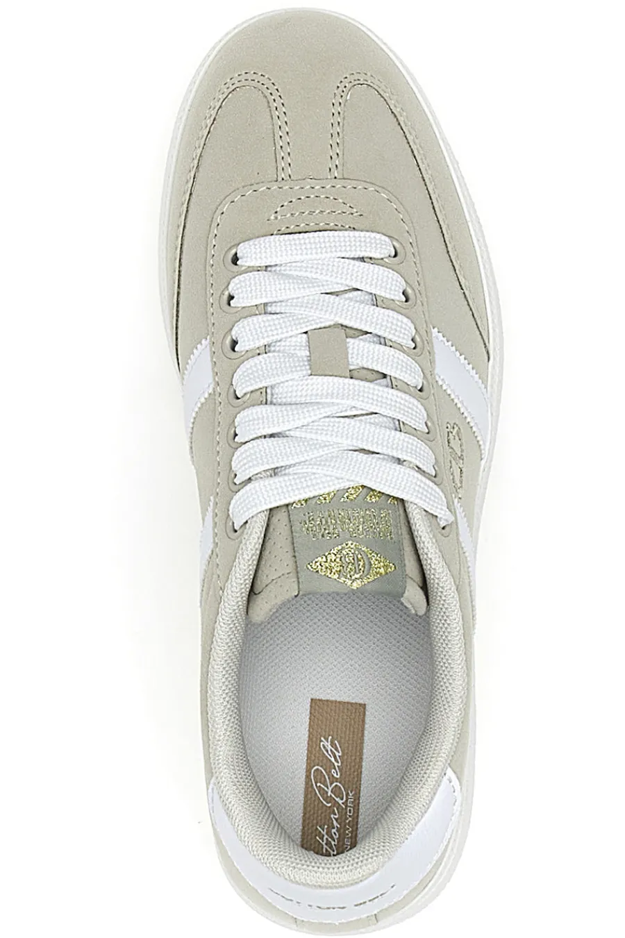 Sneakers Beige con Bande Laterali Bianche AMELIE SD-COTTON BELT Outlet
