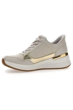 Sneakers beige con dettagli oro e soletta Memory Foam Billion 2 Top-Tier-SKECHERS Outlet