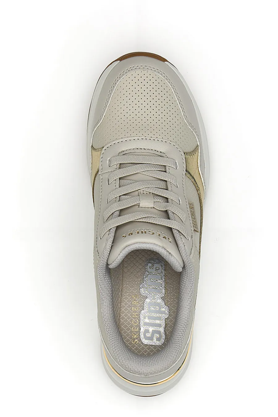 Sneakers beige con dettagli oro e soletta Memory Foam Billion 2 Top-Tier-SKECHERS Outlet