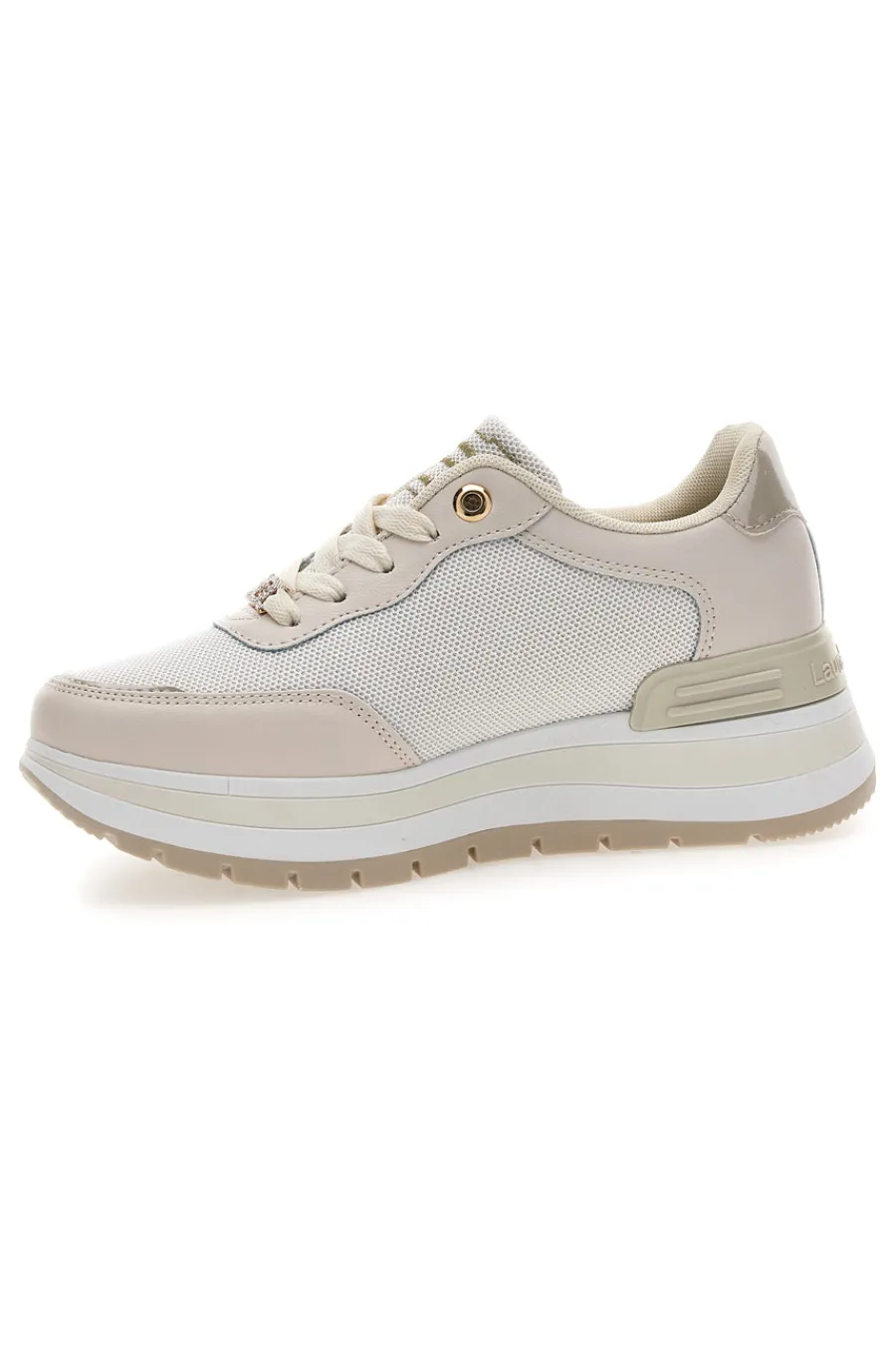 Sneakers beige con inserti glitterati 9235-LAURA BIAGIOTTI New