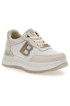 Sneakers beige con inserti glitterati 9235-LAURA BIAGIOTTI New