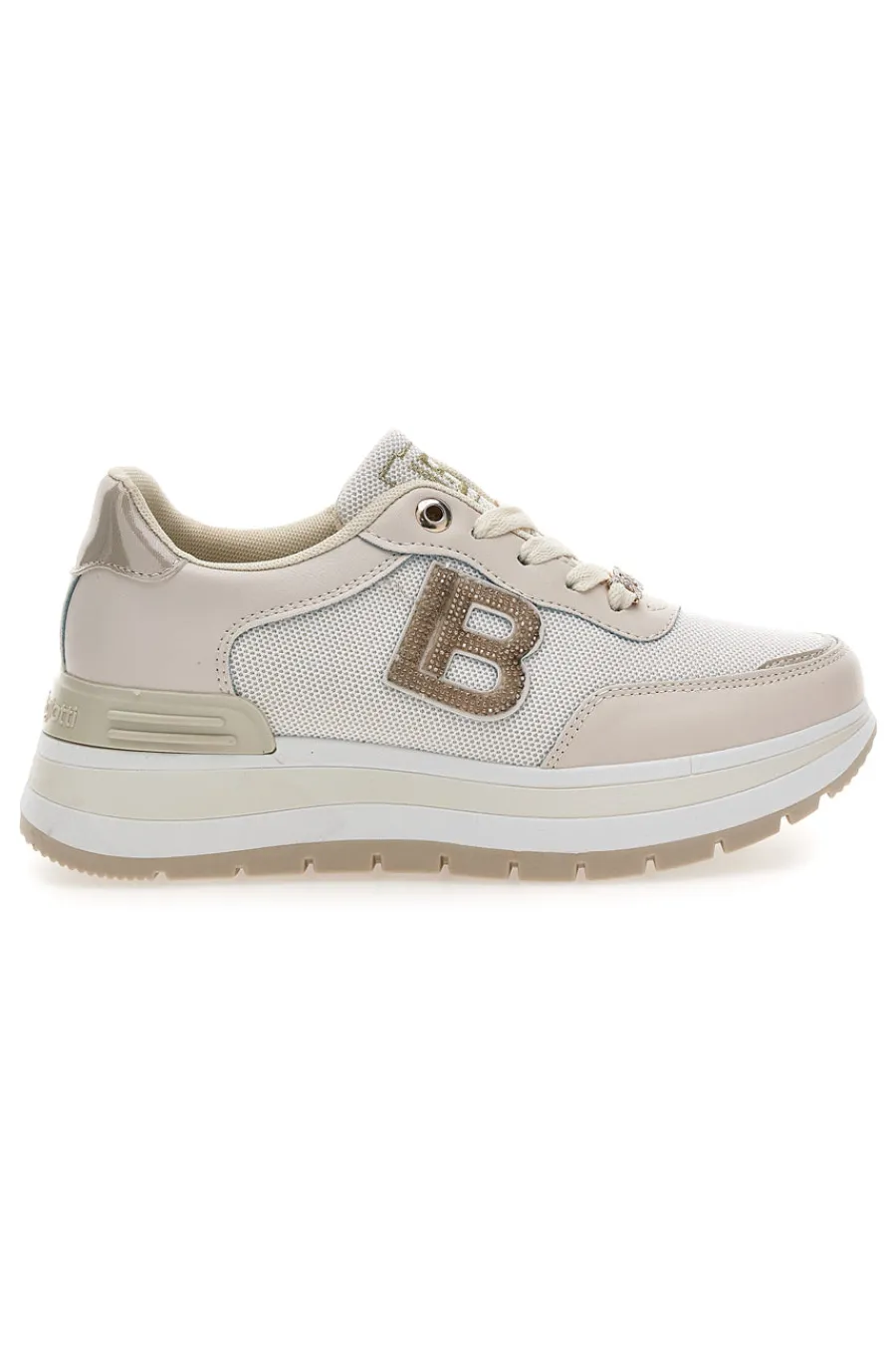 Sneakers beige con inserti glitterati 9235-LAURA BIAGIOTTI New