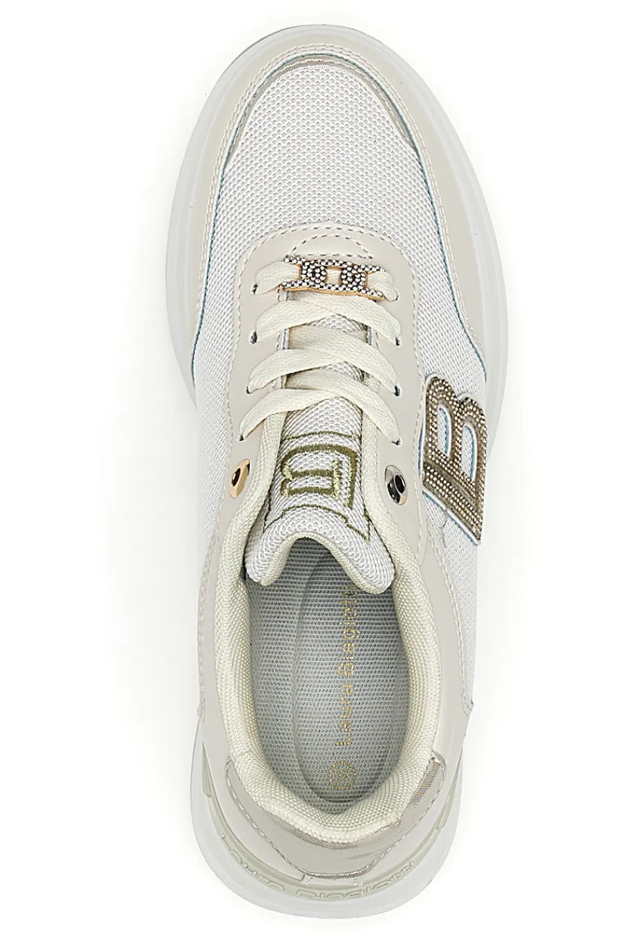 Sneakers beige con inserti glitterati 9235-LAURA BIAGIOTTI New