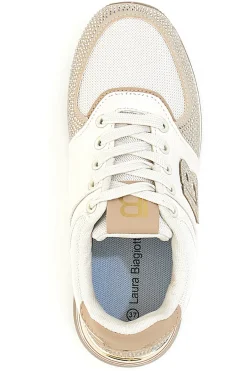 Sneakers beige con strass e inserti oro 9638-LAURA BIAGIOTTI Discount