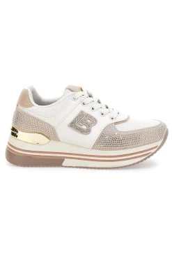 Sneakers beige con strass e inserti oro 9638-LAURA BIAGIOTTI Discount