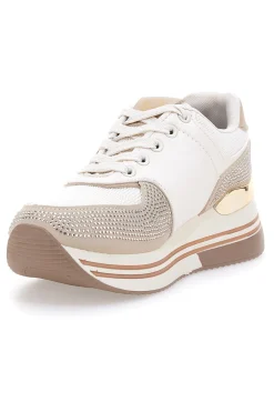 Sneakers beige con strass e inserti oro 9638-LAURA BIAGIOTTI Discount