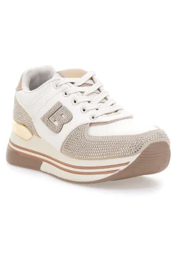Sneakers beige con strass e inserti oro 9638-LAURA BIAGIOTTI Discount