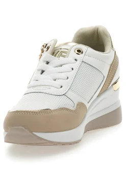 Sneakers Beige con Zeppa e Chiusura con Lacci e Cerniera 8920-LAURA BIAGIOTTI Sale