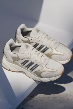 Sneakers beige in mesh con dettagli argento e suola Cloudfoam Crazychaos 2000-ADIDAS New