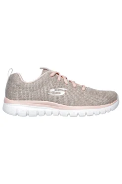 Sneakers beige in mesh leggere con memory foam Graceful Twisted Fortune-SKECHERS