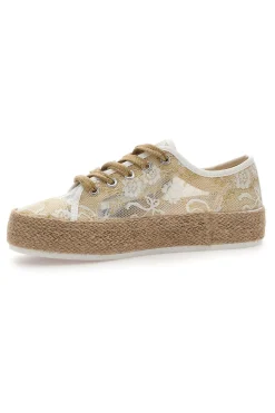 Sneakers beige in pizzo con suola corda E132-ENERGY Hot