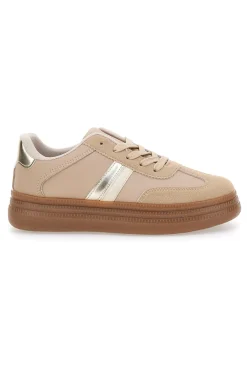 Sneakers beige inserti metallizzati fondo a contrasto Me & Me GB2026-ME u0026 ME Online