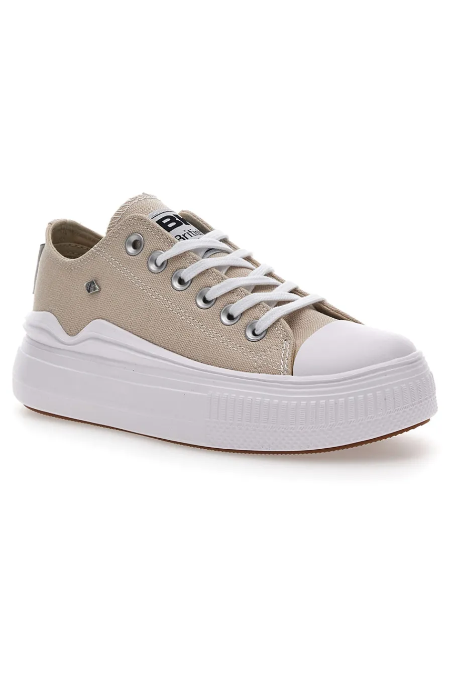 Sneakers Beige In Tela Con Platform British Knight Kaya Flow Low-BRITISH KNIGHTS