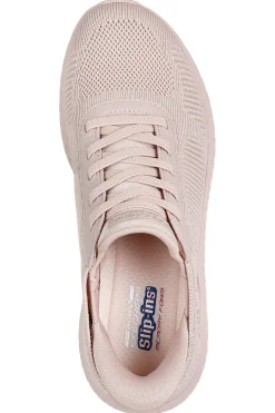 Sneakers beige slip-on in mesh con Memory Foam BOBS Squad Chaos Current Muse-SKECHERS Clearance