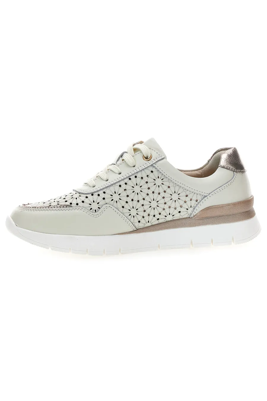 Sneakers beige traforate in vera pelle con cerniera 182082-PRIMA RIGA