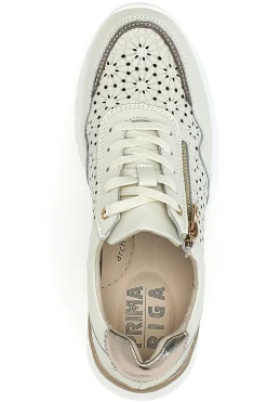 Sneakers beige traforate in vera pelle con cerniera 182082-PRIMA RIGA