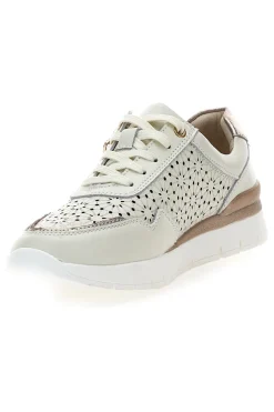 Sneakers beige traforate in vera pelle con cerniera 182082-PRIMA RIGA