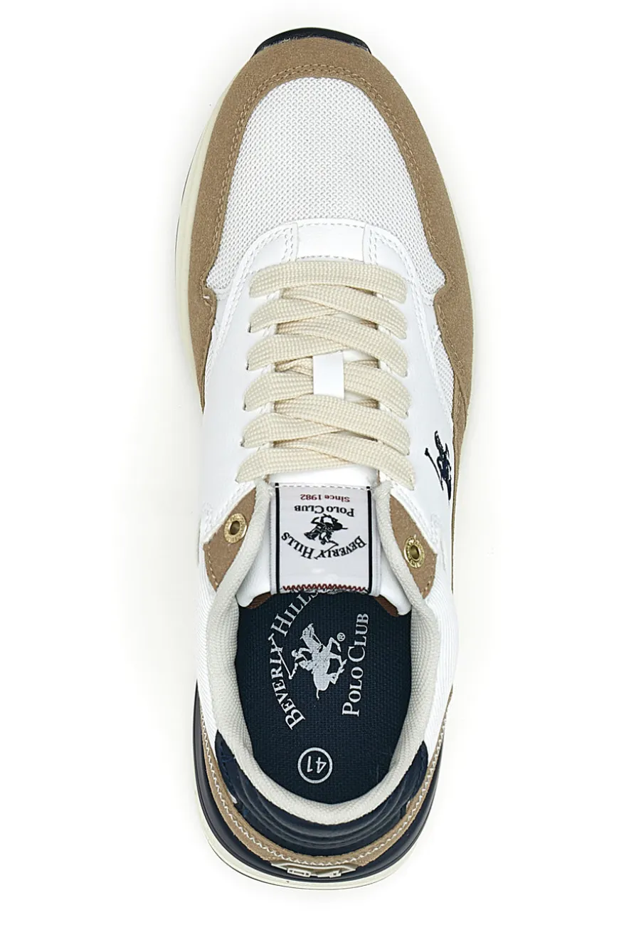 Sneakers bianche beige e blu Beverly Hills Polo Club Team Mix