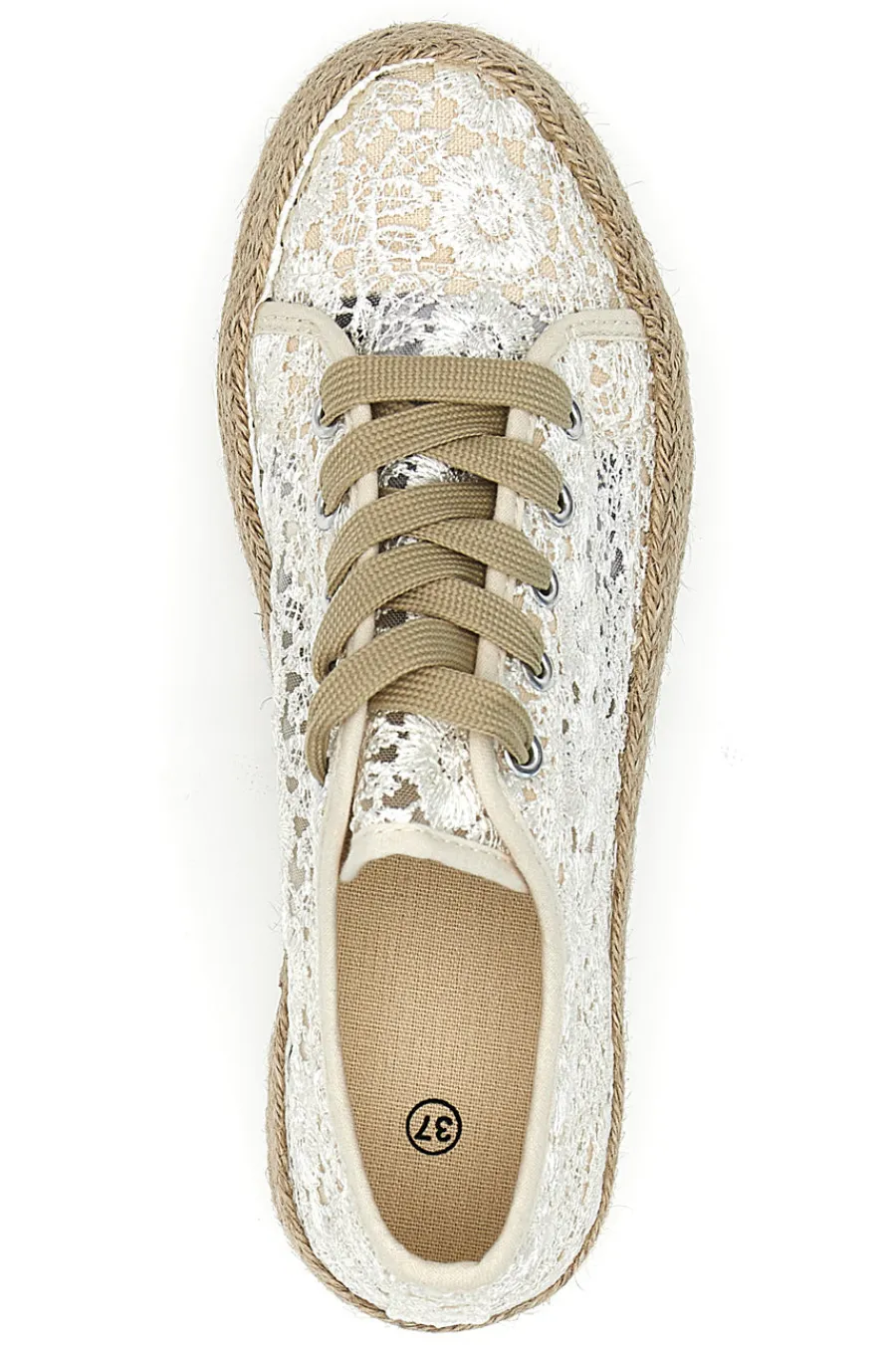 Sneakers bianche beige in crochet con suola in corda E122-ENERGY