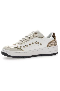 Sneakers bianche con borchie e glitter oro Burani 51771C1108-MARIELLA BURANI Discount