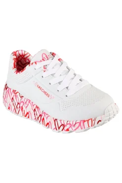 Sneakers bianche con cuori colorati UNO Lite B Lovely Luv-SKECHERS