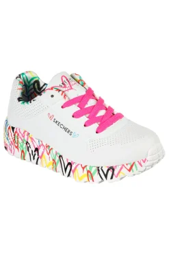 Sneakers bianche con cuori colorati Uno Lite-SKECHERS Sale