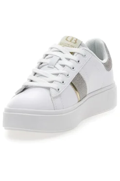 Sneakers Bianche con Dettagli Dorati ANNUNZIATA LTH-COTTON BELT Outlet