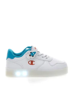 Sneakers bianche con dettagli azzurri e luci Champion GLW B TD