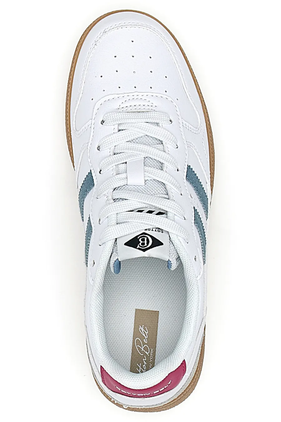 Sneakers Bianche con Dettagli Blu e Rosa e Suola in Gomma Patricien-COTTON BELT Hot