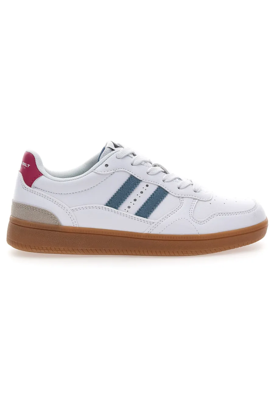 Sneakers Bianche con Dettagli Blu e Rosa e Suola in Gomma Patricien-COTTON BELT Hot