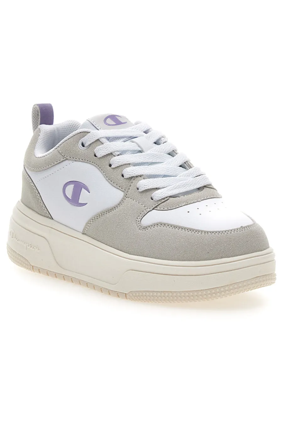 Sneakers bianche con dettagli grigi e lilla Rd18 Lite Low-CHAMPION