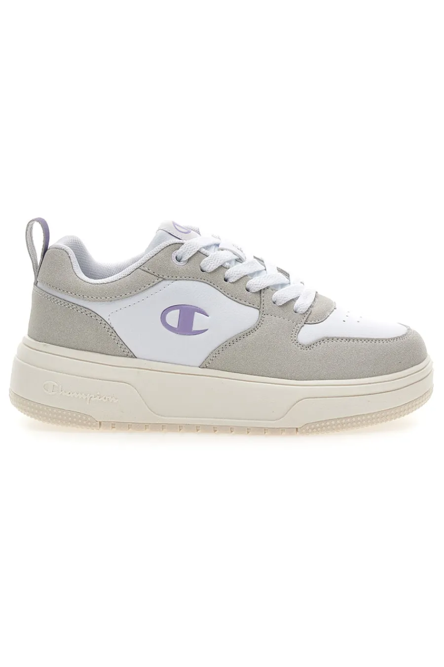 Sneakers bianche con dettagli grigi e lilla Rd18 Lite Low-CHAMPION