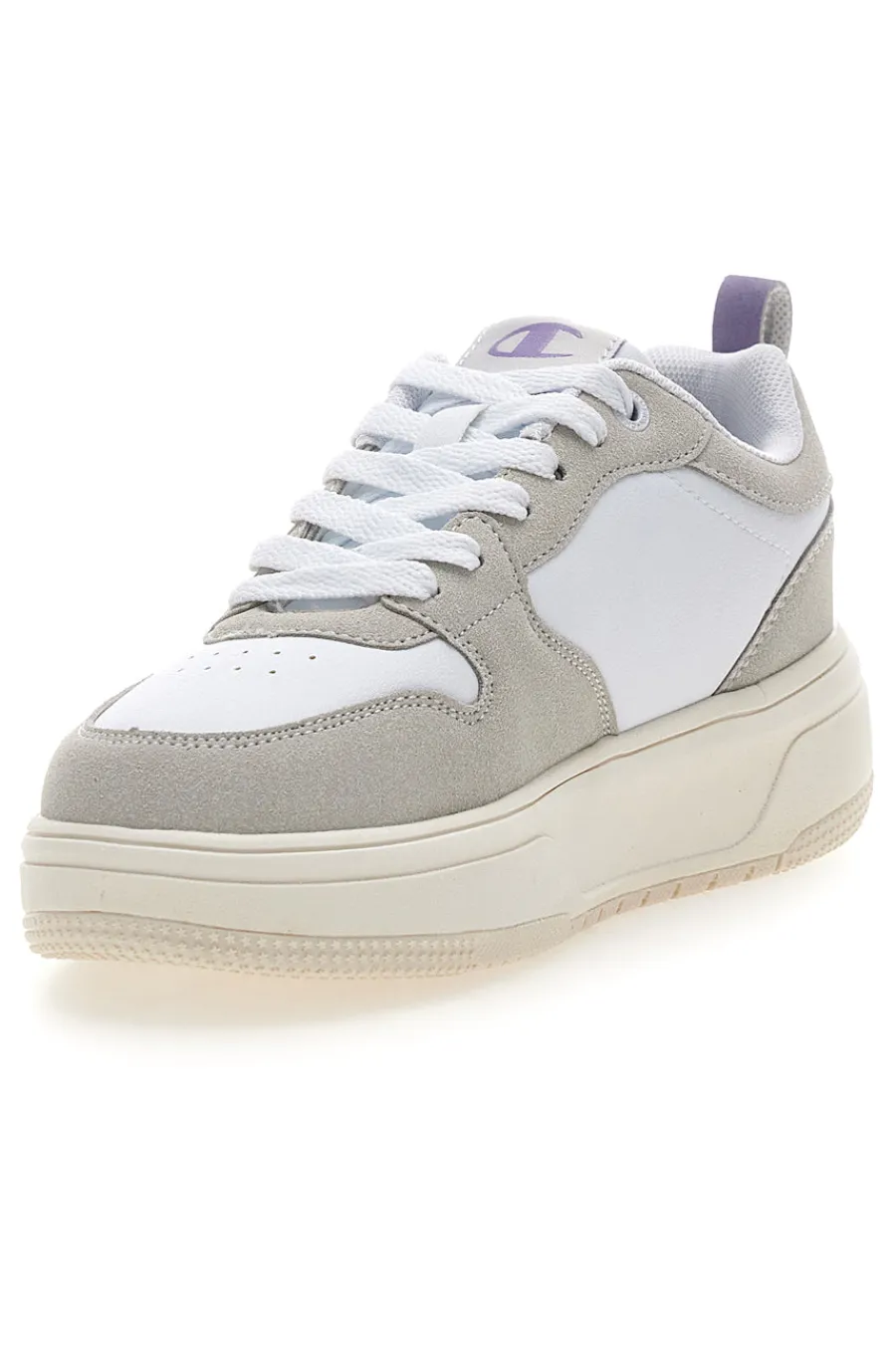 Sneakers bianche con dettagli grigi e lilla Rd18 Lite Low-CHAMPION