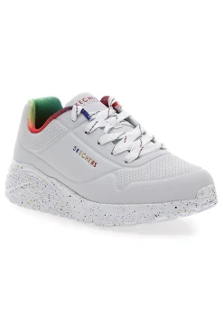 Sneakers bianche con dettagli arcobaleno e suola maculata Uno Lite Rainbow Speckle-SKECHERS Clearance
