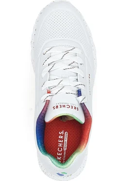 Sneakers bianche con dettagli arcobaleno e suola maculata Uno Lite Rainbow Speckle-SKECHERS Clearance