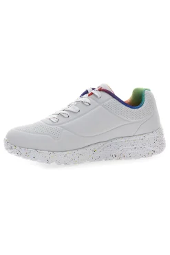 Sneakers bianche con dettagli arcobaleno e suola maculata Uno Lite Rainbow Speckle-SKECHERS Clearance