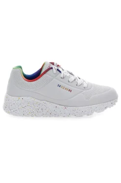 Sneakers bianche con dettagli arcobaleno e suola maculata Uno Lite Rainbow Speckle-SKECHERS Clearance