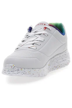 Sneakers bianche con dettagli arcobaleno e suola maculata Uno Lite Rainbow Speckle-SKECHERS Clearance